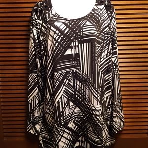 CJBanks black, white and lavender blouse